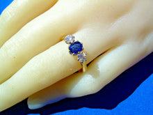 Load image into Gallery viewer, 1.12 carat Genuine Sapphire Diamond Deco Engagement Ring Vintage 14k Gold Setting