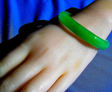 Load image into Gallery viewer, Earth Mined green Jade Antique Bangle Old Semi Translucent Bracelet
