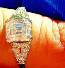 Load image into Gallery viewer, 1.31 carat Earth mined Emerald cut Diamond Art Deco Engagement Ring Antique Design Platinum Solitaire