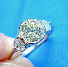 Load image into Gallery viewer, Genuine 1.64 carat Diamond Deco Engagement Ring Custom Bezel Platinum Solitaire size 7.5