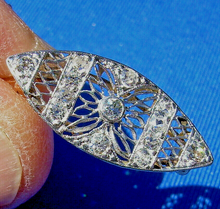 Load image into Gallery viewer, Earth mined Diamond Art Deco Brooch Special Antique Platinum Filigree Pendant Charm