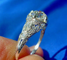 Load image into Gallery viewer, 1.86 Carat Earth  Mined European Diamond Deco Engagement Ring Antique Platinum Solitaire