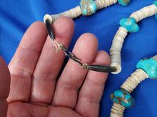 Load image into Gallery viewer, STUNNING VINTAGE SANTO DOMINGO TURQUOISE WHITE SHELL STERLING SILVER NECKLACE 28 inch