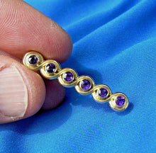 Load image into Gallery viewer, Antique Amethyst Art Deco Brooch Victorian Solid 14k Gold Bar Pin Clip