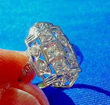 Load image into Gallery viewer, Earth mined European Diamond Deco Engagement Ring Vintage 14k White Gold Setting