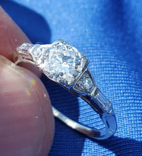Load image into Gallery viewer, Earth mined European cut Diamond Art Deco Platinum Engagement Ring Vintage Antique Natural Diamonds Solitaire