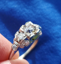 Load image into Gallery viewer, 1.15 carat Earth mine European cut Diamond Deco Engagement Ring Vintage White Gold Solitaire