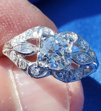 Load image into Gallery viewer, 1.22 carat Earth Mined European Diamond Deco Engagement Ring Vintage Design Platinum Solitaire