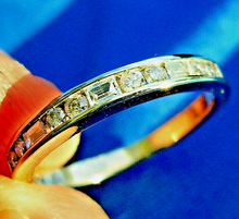 Load image into Gallery viewer, Earth mined Diamond Baguette and Round Wedding Band 14k White Gold Deco Style Anniversary Ring