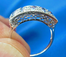 Load image into Gallery viewer, Earth mined Cushion cut Diamond and Sapphire Deco Wedding Ring Antique Platinum Band
