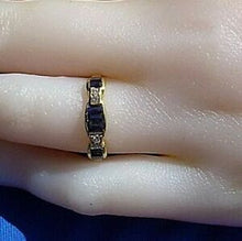 Load image into Gallery viewer, Earth mined Sapphire Diamond Deco Wedding Band Unique Anniversary Ring 18k Gold