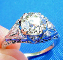Load image into Gallery viewer, Earth mined European cut Diamond Art Deco Engagement Ring Vintage Antique Platinum Solitaire