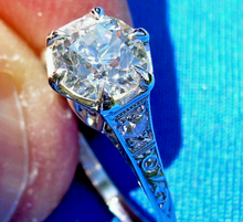 Load image into Gallery viewer, 1.03 carat Earth Mined European cut Diamond Deco Engagement Ring Antique Platinum Solitaire