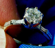 Load image into Gallery viewer, 1.03 carat Earth mine Diamond Deco Engagement Ring Vintage Solitaire 14k White Gold