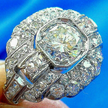 Load image into Gallery viewer, 1.75 carat Earth mined Diamond Art Deco Engagement Ring Antique Platinum Solitaire