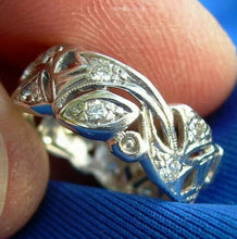 Load image into Gallery viewer, Earth mined Diamond Art Deco Wedding Band Antique Platinum Eternity Ring SIZE 5.75