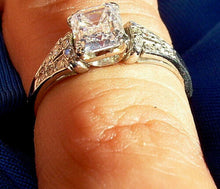 Load image into Gallery viewer, 1.31 carat Earth mined Emerald cut Diamond Art Deco Engagement Ring Antique Design Platinum Solitaire