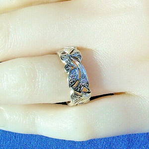 Earth mined Diamond Art Deco Wedding Band Antique Platinum Eternity Ring SIZE 5.75