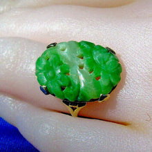 Load image into Gallery viewer, Earth mined Jade Antique Deco Ring Victorian Engagement Ring Setting 18k Gold