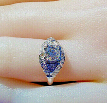 Load image into Gallery viewer, 0.88 carat Genuine Diamond Art Deco Engagement Ring Vintage Platinum Solitaire setting