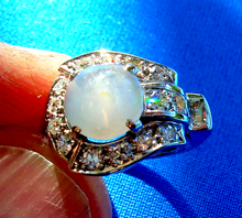 Load image into Gallery viewer, Earth mined 2 carat Star Sapphire Diamond Deco Engagement Ring Unique White gold Setting