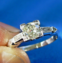 Load image into Gallery viewer, Earth mined Diamond Art Deco Engagement Ring Antique Platinum Solitaire 0.52 carat