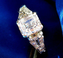 Load image into Gallery viewer, 1.31 carat Earth mined Emerald cut Diamond Art Deco Engagement Ring Antique Design Platinum Solitaire
