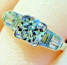 Load image into Gallery viewer, 1.38 carat Earth mined Diamond Art Deco Engagement Ring Unique Antique Platinum Solitaire