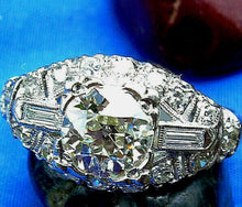 Load image into Gallery viewer, 2 carat Earth mined European Diamond Antique Engagement Ring Platinum Deco Design Cushion Solitaire