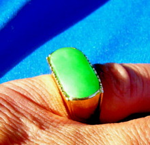 Load image into Gallery viewer, Genuine Earth mined Jade Antique Ring Unique Design Art Deco Solid 18k Gold Setting size 8.75