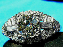 Load image into Gallery viewer, 2 carat Earth mined European Diamond Antique Engagement Ring Platinum Deco Design Cushion Solitaire