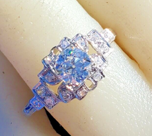 Load image into Gallery viewer, Genuine European cut Diamond Art Deco Engagement Ring Antique Platinum Designer Setting