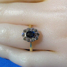 Load image into Gallery viewer, Earth mined Sapphire and Diamond Art Deco Engagement Ring Antique Vintage Royal Design Setting