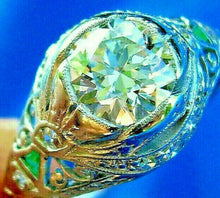 Load image into Gallery viewer, 1.35 carat Genuine European cut Diamond Art Deco Engagement Ring Antique Platinum Solitaire