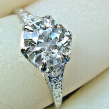 Load image into Gallery viewer, 1.03 carat Earth Mined European cut Diamond Deco Engagement Ring Antique Platinum Solitaire