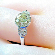 Load image into Gallery viewer, Genuine 1.64 carat Diamond Deco Engagement Ring Custom Bezel Platinum Solitaire size 7.5