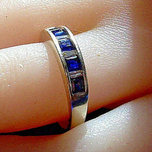 Load image into Gallery viewer, Sapphire Diamond Wedding Band Vintage Anniversary Ring 14k White Gold