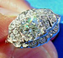 Load image into Gallery viewer, 1 carat Earth mined Diamond Art Deco Engagement Ring Vintage Antique Platinum Solitaire