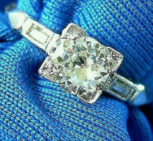 Load image into Gallery viewer, Earth mined Diamond Art Deco Engagement Ring Antique Platinum Solitaire 0.52 carat
