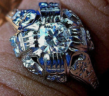 Load image into Gallery viewer, Genuine European Diamond Antique Deco Engagement Ring Vintage Solitaire 14k White Gold