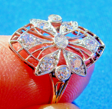 Load image into Gallery viewer, Earth mied Diamond Deco Engagement Ring Antique Filigree Platinum Setting