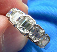 Load image into Gallery viewer, Elegant 2 carat Earth mined Diamond Deco Wedding Band Emerald Cut Platinum Engagement Ring size 5.75