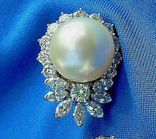 Load image into Gallery viewer, 4.5 carat Earth mined Diamond Earrings Royal Design Art Deco Pearl Ear Pendants 14k Gold