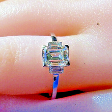 Load image into Gallery viewer, 1.30 carat Earth mined Emerald cut Diamond Art Deco Engagement Ring Antique Design Platinum Solitaire