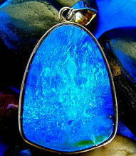 Load image into Gallery viewer, Genuine Black Australian Opal Bezel set Pendant Deco Designer 14k Gold Charm