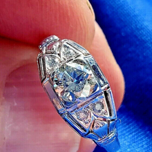 Load image into Gallery viewer, Earth mined 0.58 carat Diamond Deco Engagement Ring Antique Solitaire 14k Gold Size 6.5