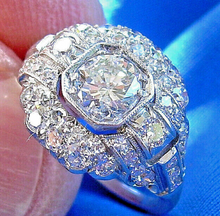 Load image into Gallery viewer, 1.75 carat Earth mined Diamond Art Deco Engagement Ring Antique Platinum Solitaire