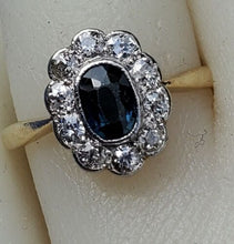 Load image into Gallery viewer, Earth mined Sapphire and Diamond Art Deco Engagement Ring Antique Vintage Royal Design Setting