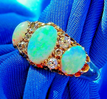 Load image into Gallery viewer, Exquisite Art Deco Antique Diamond Opal Engagement Ring 3.25 carat Victorian 18k Gold