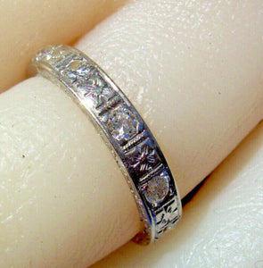 0.50 carat Earth mined Diamond Deco Wedding Band Antique Platinum Eternity Anniversary Ring size 5